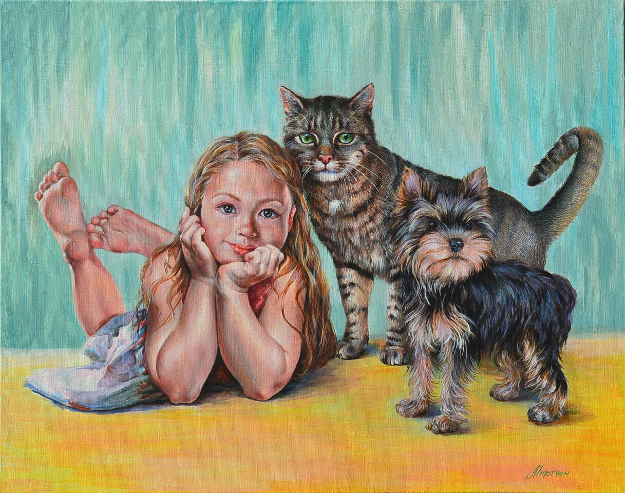 Die Freundliche Familie Acryl auf Leinwand, 75 cm x 95 cm (2017)