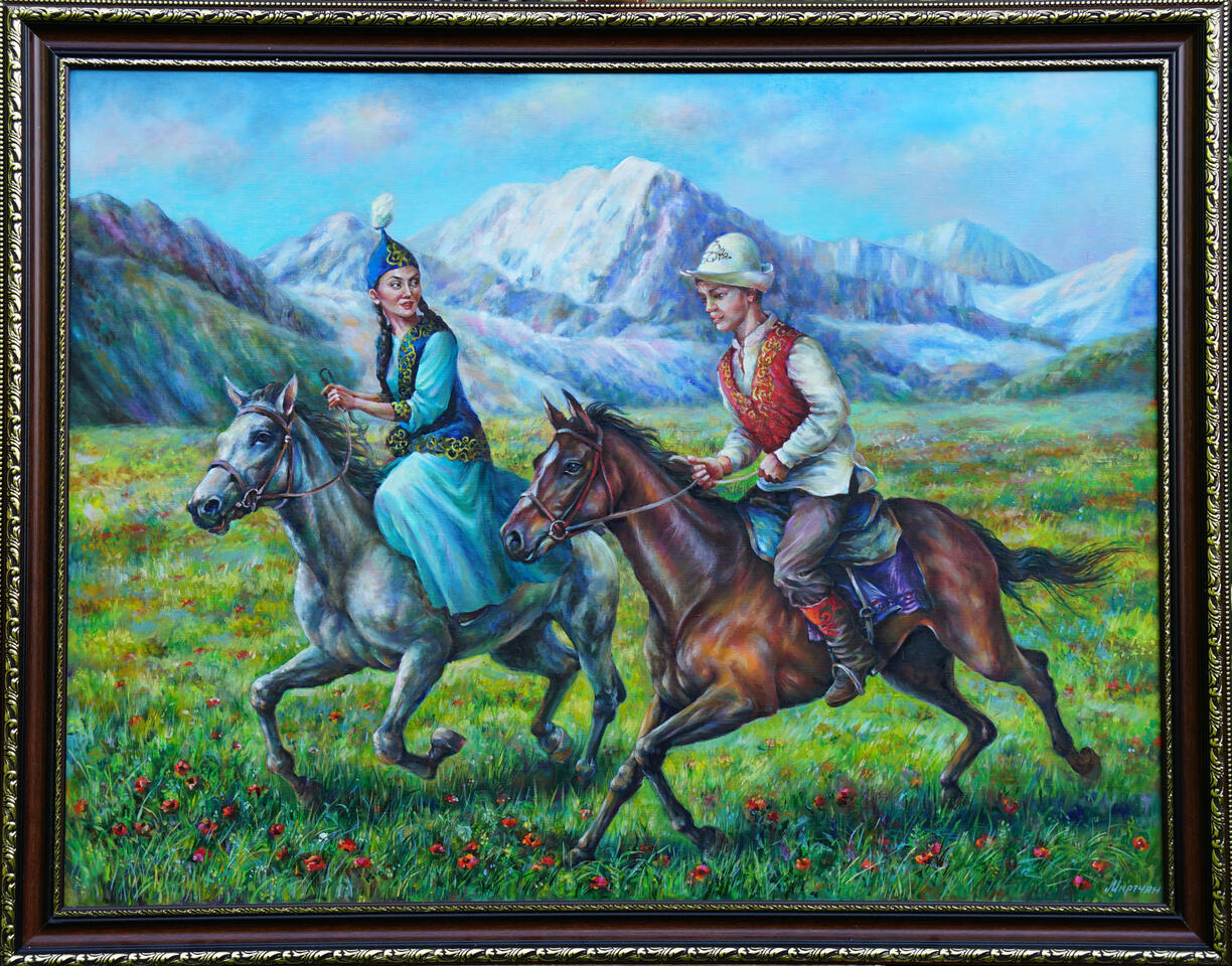 Kyz Kuu Alt. Titel: Das Mädchen Aufholen Öl auf Leinwand, 100 cm x 130 cm (2018)